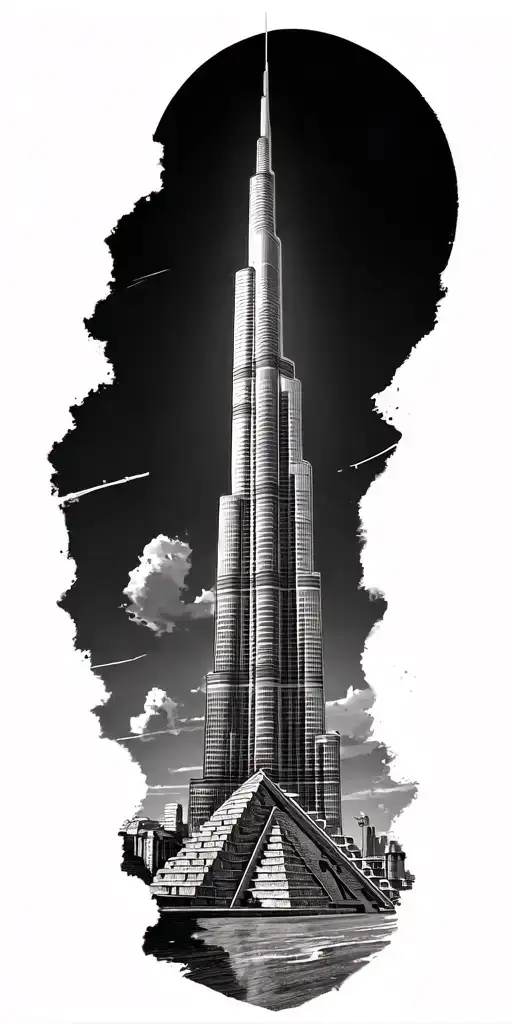 Burj Khalifa, colosseum, las vegas sign, chicen itza, Turkish and Dominican included create this for a full sleeve tattoo design idea