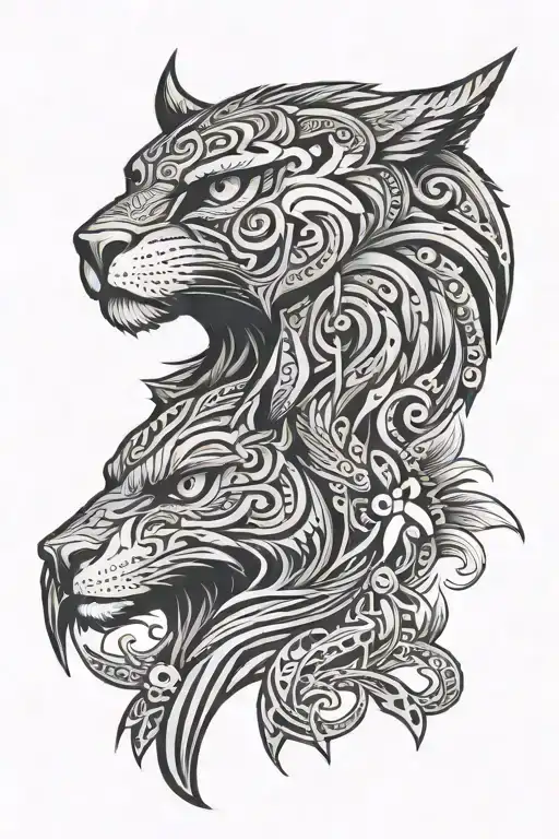 animal totem pole eagle cougar wolf owl tribal tattoo design idea