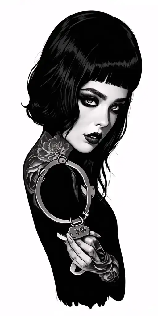 Full sleeve tattoo with stfuattdlagg, girly, kinky, lips, handcuffs no animals with picture tattoo design idea