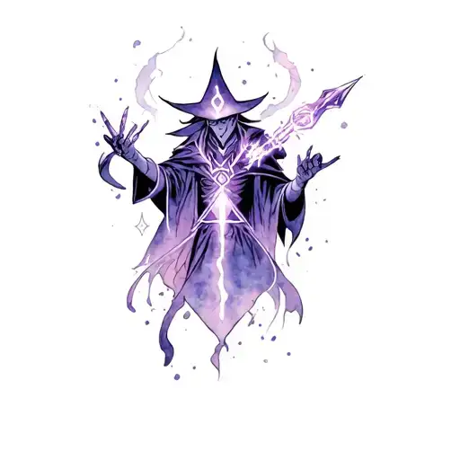 yugi oh dark magician casting spells tattoo design idea