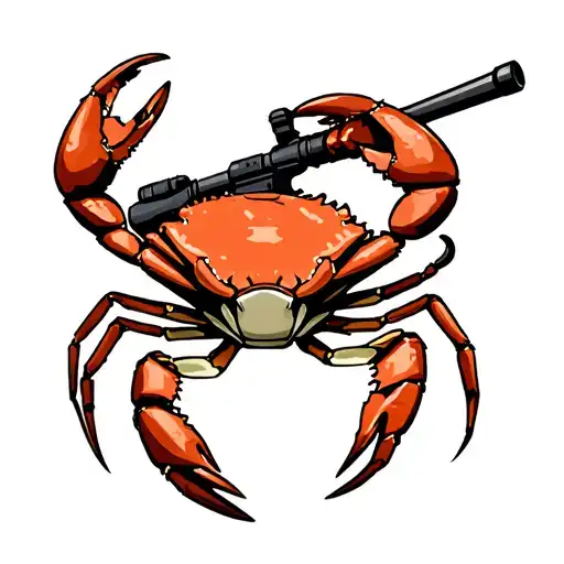 a crab with a sniper rifle tattoo design idea