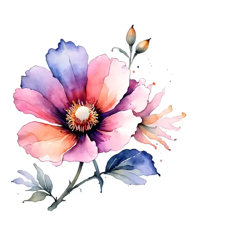 A Cosmo Flower Intertwined flower tattoo design idea