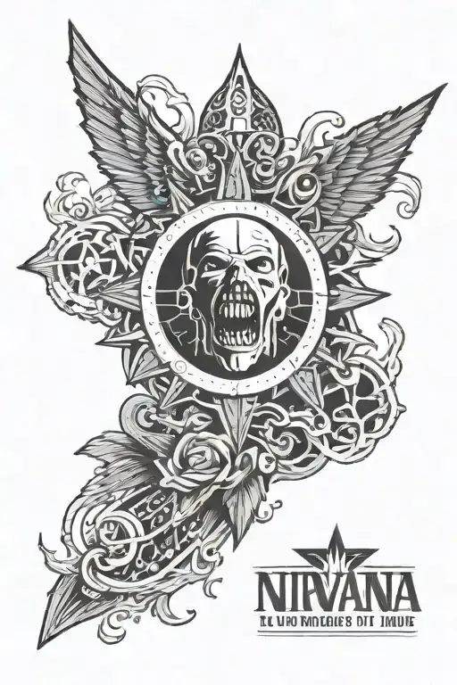 nirvana logo combined to rage against the machine logo combined to queens of the stone age logo combined to foo fighters tattoo design idea