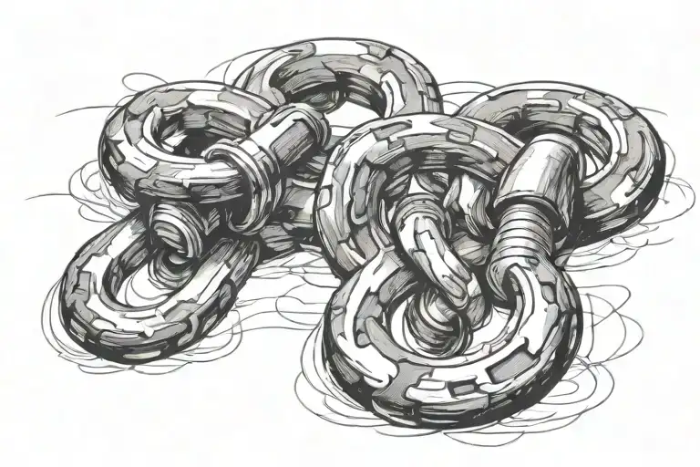 new chains connected too rusty shackles tattoo design idea