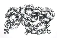 new chains connected too rusty shackles tattoo design idea