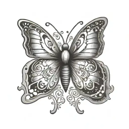 The tattoo is a butterfly in a square, one wing of a butterfly is very detailed, and the second one is in the form of tw tattoo design idea
