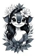 small delicate tattoo in tems ohana Lili and stich  tattoo design idea