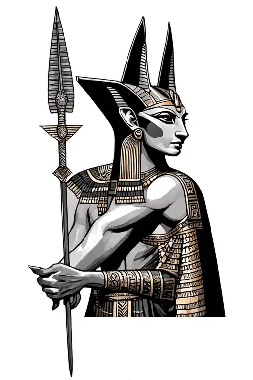 Anubis tattoo and amun ra, on the left shoulder and arm tattoo design idea