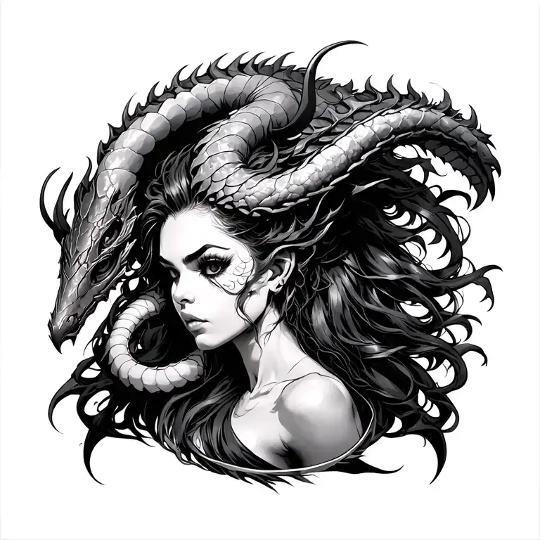 hydra female warrior tattoo design idea