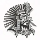 aztec king wearing a v for vendetta hacking with binary code raining from the sky tattoo design idea