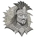 aztec king wearing a v for vendetta hacking with binary code raining from the sky tattoo design idea