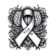 brain tumor ribbon with the date 4.15.25 in it tattoo design idea