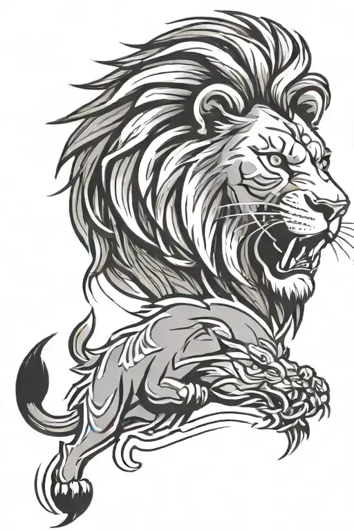 Detroit Lions head one pride under tattoo design idea