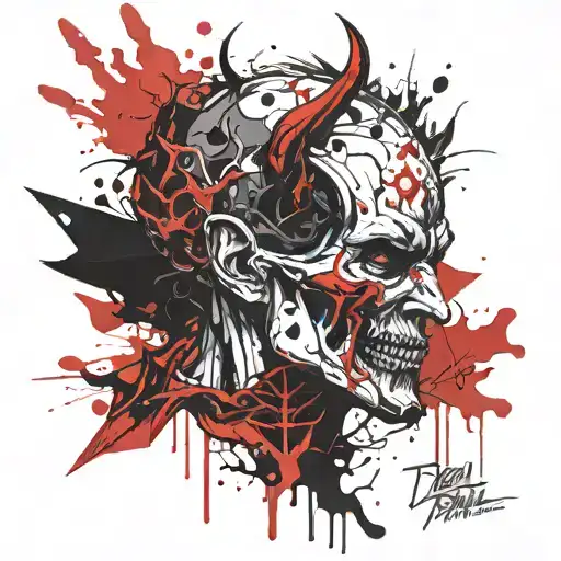 666 devil hell tattoo design idea