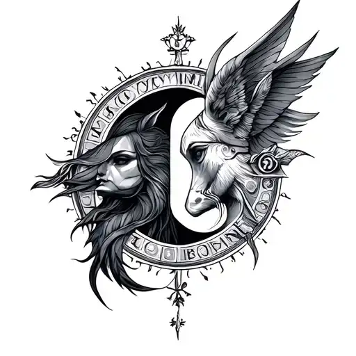 Libra And Sagittarius Combined tattoo design idea