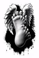 baby feet, angel wings tattoo design idea