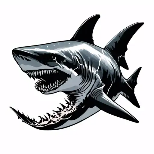 shark made of lightning  tattoo design idea