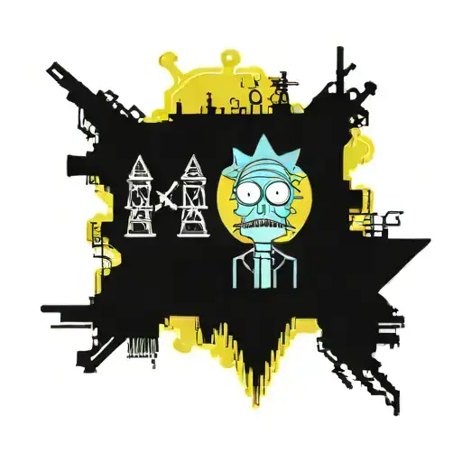  Rick and Morty look in horror at an oil well with "Lukoil" written on it. tattoo design idea