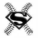 superman logo baseball diamond shaped line outlining tattoo design idea