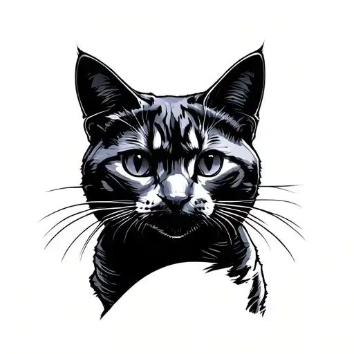 cat with gun tattoo design idea