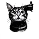 cat with gun tattoo design idea