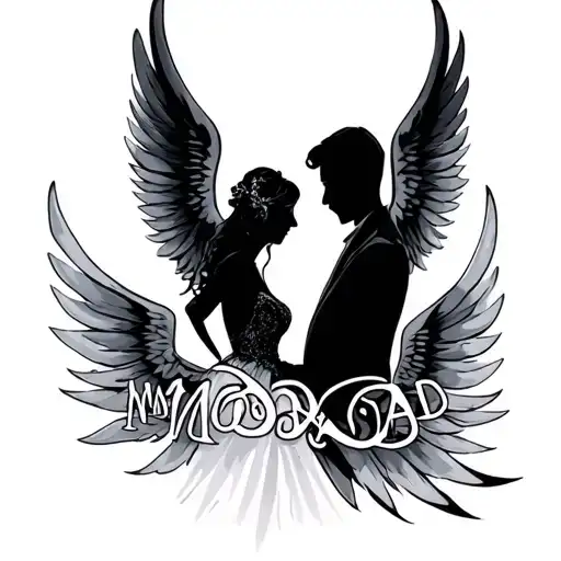 Mom and dad dates of there passing under name with wings on the side  tattoo design idea