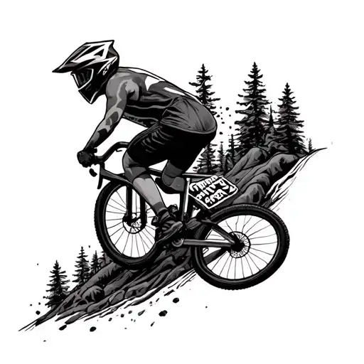 bike falling downhill and trust the process written on knee tattoo design idea