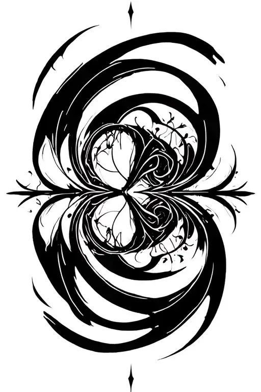 High contrast brush-like strokes dark aesthetic surrealist gothic blackwork otherworldly ornamental abstract sigilism tattoo design idea