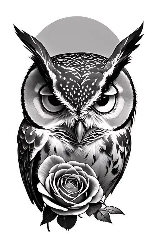 owl rose realism tattoo tattoo design idea