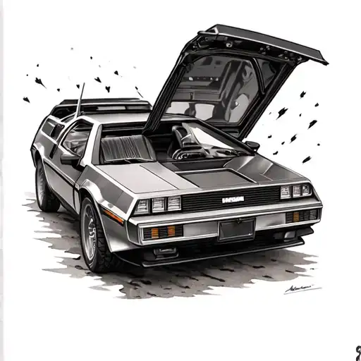 delorean car tattoo design idea