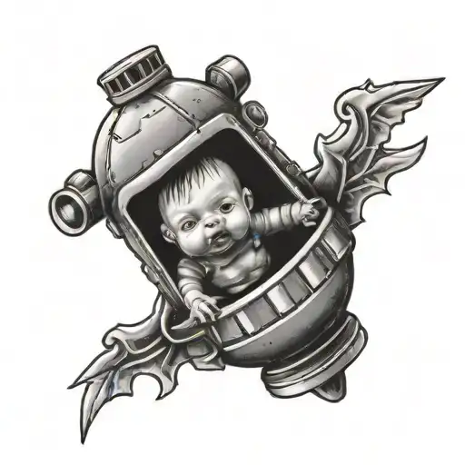 baby inside a grenade tattoo design idea
