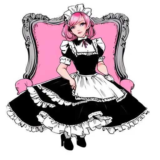 Gay sissy pink maid tattoo design idea