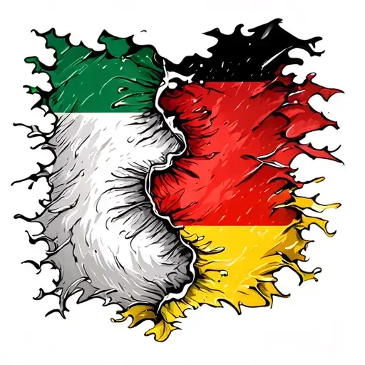 Irish, German and Italian flag ripping tattoo design idea