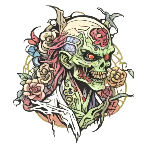 anime zombie tattoo design idea