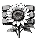 a sunflower growing among upside some bricks tattoo design idea