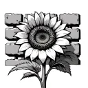 a sunflower growing among upside some bricks tattoo design idea
