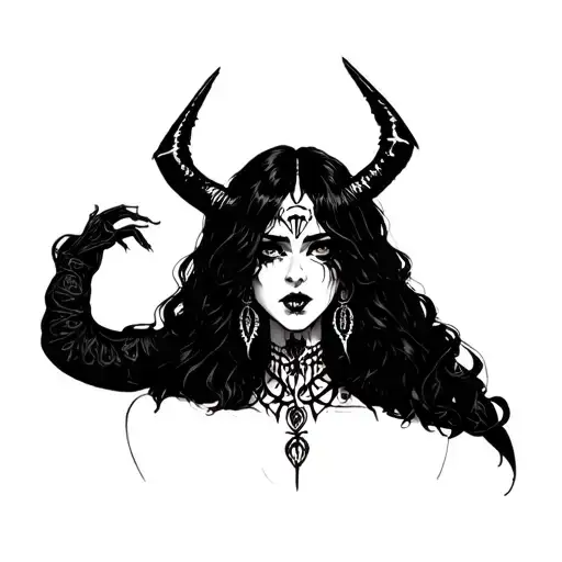 Satanic trans girl tattoo design idea