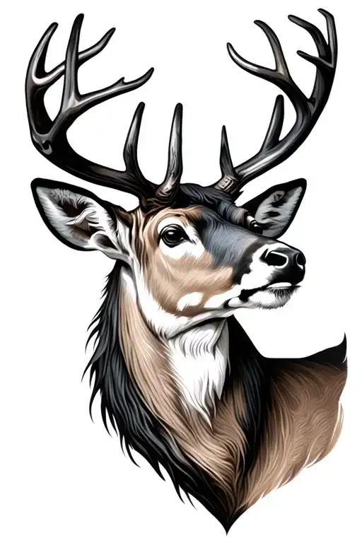 deer head tattoo design idea