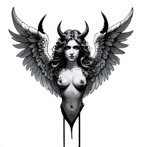 Angel With Devil Horns tattoo design idea