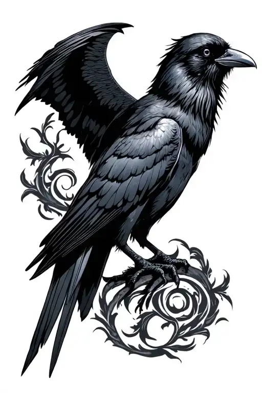 The Morrigan or crow holding tattoo design idea