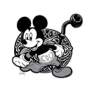Mickey Mouse sticker sketched tattoo design idea