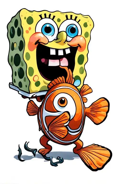 Nemo, sponge bob, magic school bus, driftwood tattoo design idea
