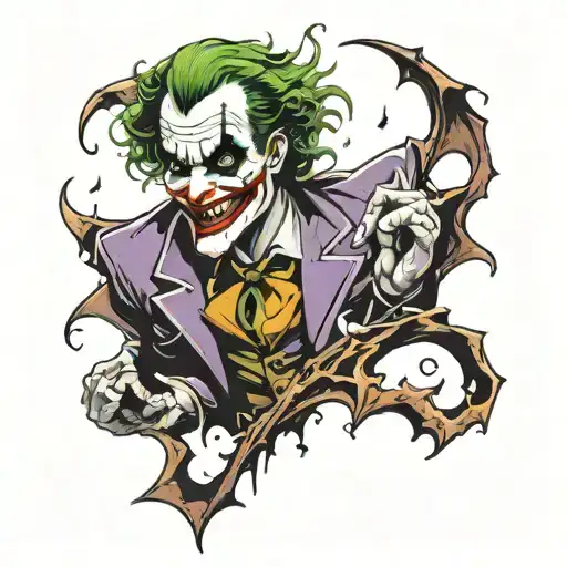 joker last laugh with bats  tattoo design idea