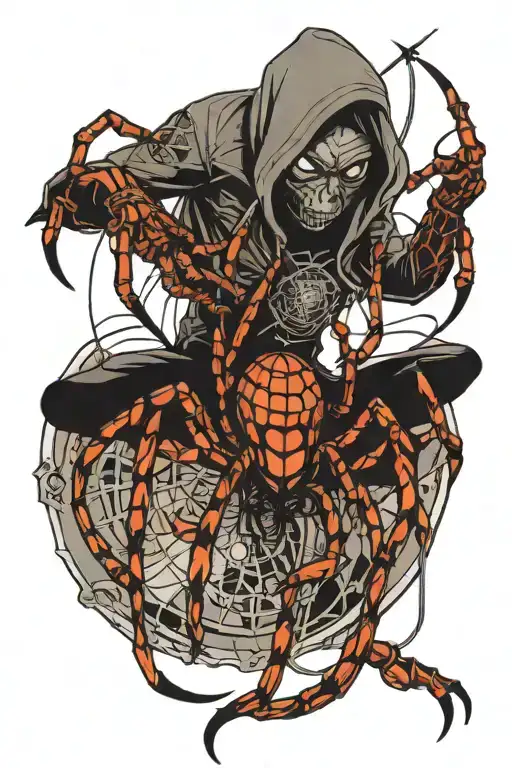 spider catching prey detailed blackwork tattoo tattoo design idea