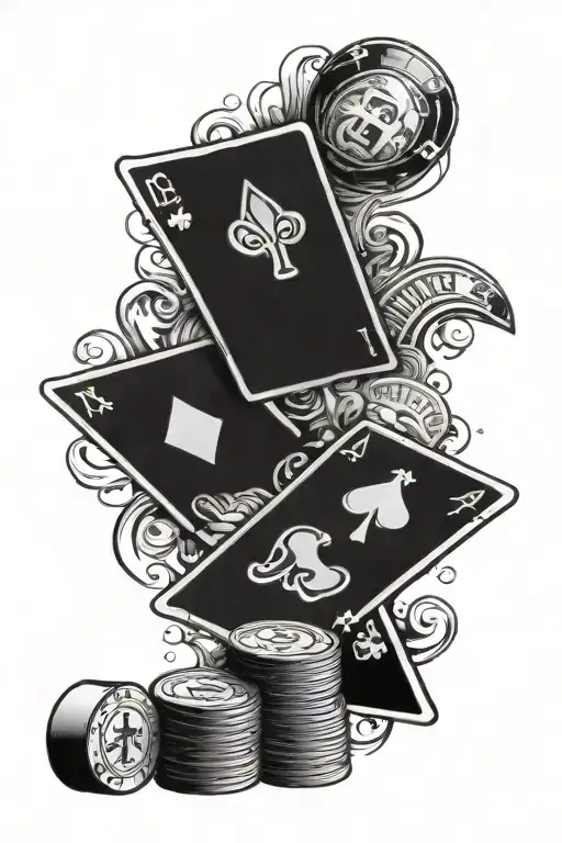 Life a gamble with money symbols incorporated tattoo design idea