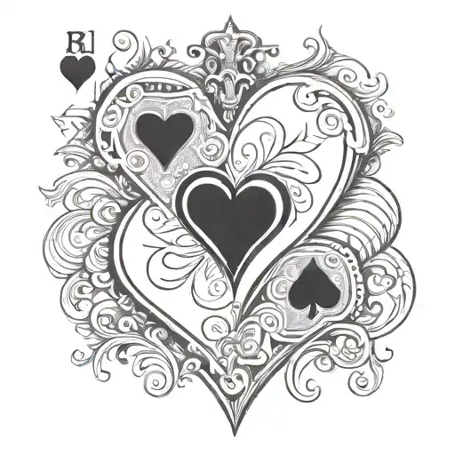 2 of hearts playing card tattoo design idea