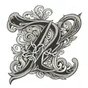 Cursive letters B K G mixed tattoo design idea