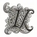 Cursive letters B K G mixed tattoo design idea