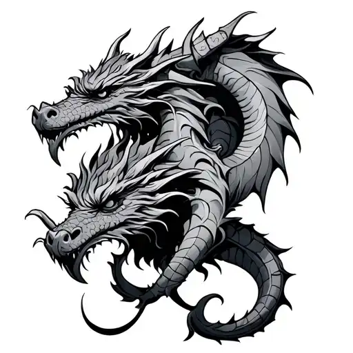 viking and dragon intertwined tattoo design idea