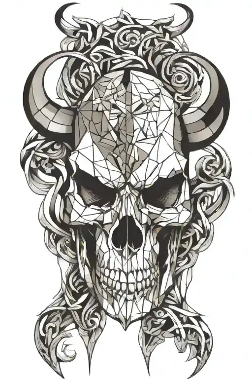 skull bull 2d tattoo design idea